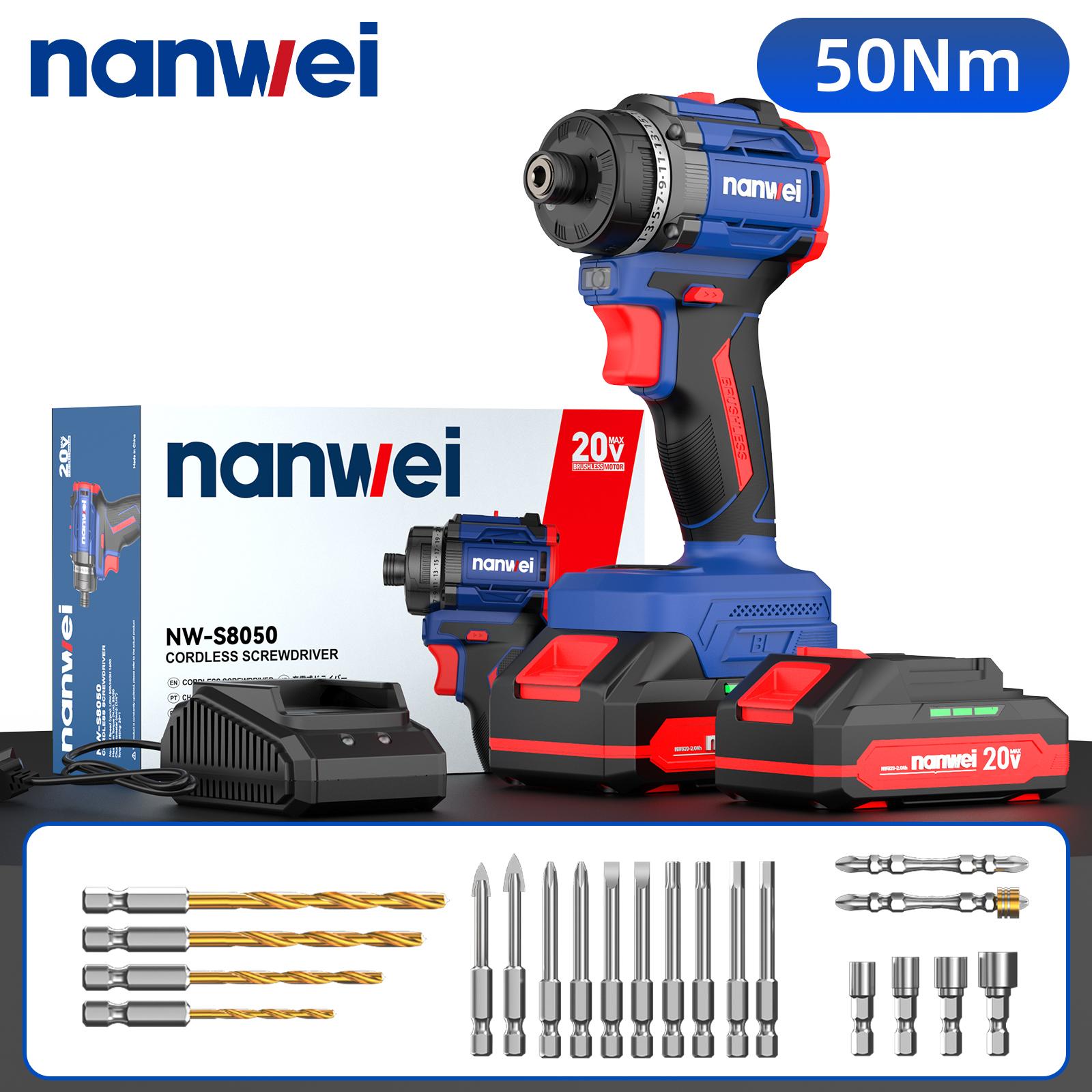 NANWEI 50 Нм Електричний шуруповерт 1/4 дюйма 2-й швидкісний режим, 500/1600 об/хв, безщітковий двигун 2.0ah battery x2
NANWEI 50 Нм Електричний шуруповерт 1/4 дюйма 2-й швидкісний режим, 500/1600 об/хв, безщітковий двигун 2.0ah battery x2