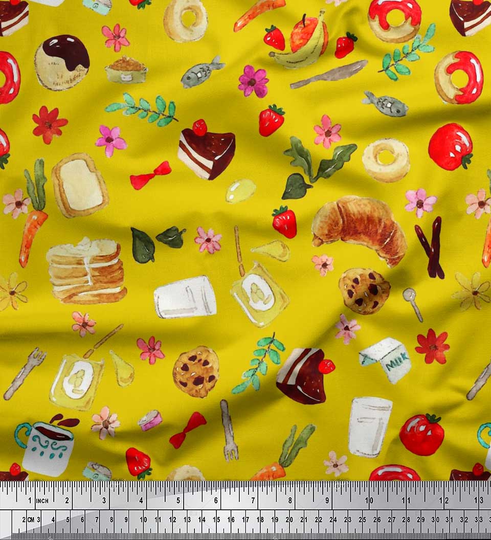 Тканина Soimoi Japan Crepe Satin Fruits, Bread & Donut Food Decor Fabric Printed meter 42 Inch 42 Inch Wide - Poly Crepe жовтий
Тканина Soimoi Japan Crepe Satin Fruits, Bread & Donut Food Decor Fabric Printed meter 42 Inch 42 Inch Wide - Poly Crepe жовтий