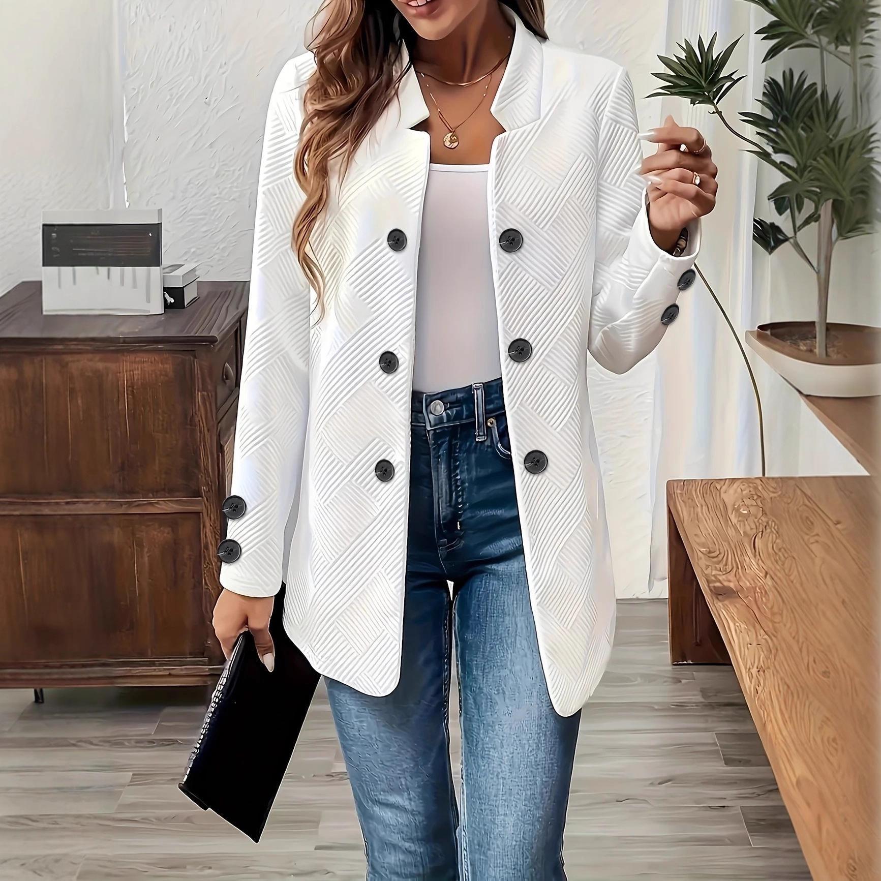 Осенне-зимняя мода Однотонный текстурированный двубортный декоративный внутренний карман Кардиган с длинным рукавом XS белый
Осенне-зимняя мода Однотонный текстурированный двубортный декоративный внутренний карман Кардиган с длинным рукавом XS белый