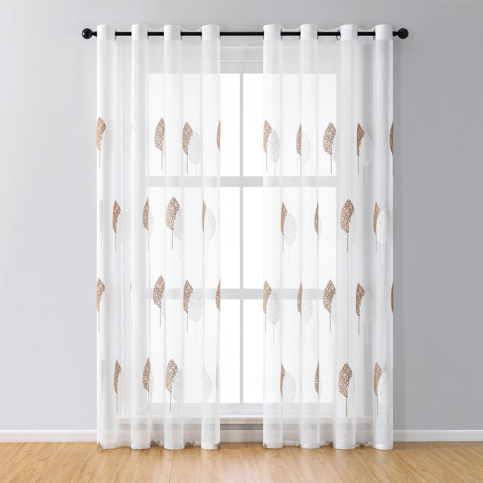 2 Panels Long Sheer Curtain Embroidered Leave Window Drape Rod Pocket Heading Voile Valances Home Decor for Bedroom Living Room 140x145cm коричневий
2 Panels Long Sheer Curtain Embroidered Leave Window Drape Rod Pocket Heading Voile Valances Home Decor for Bedroom Living Room 140x145cm коричневий