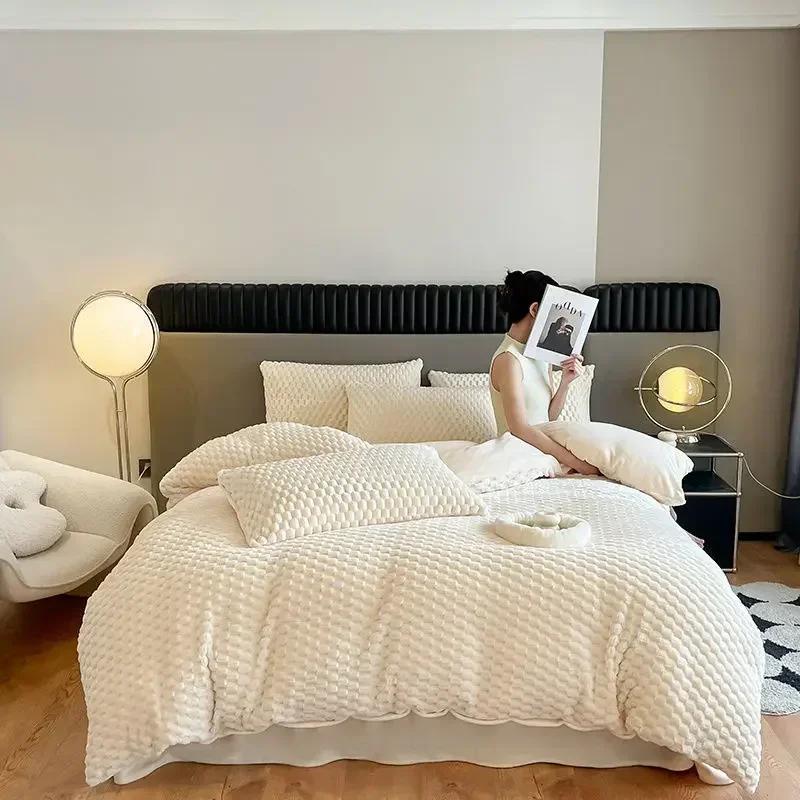 Four Piece Light Pink Honeycomb Plush Bed Duvet Cover Set Winter Milk Velvet Beds Sheet Skirt 3-Piece Home Furnishing Decoration 0.9m 155x210cm 3pcs
Four Piece Light Pink Honeycomb Plush Bed Duvet Cover Set Winter Milk Velvet Beds Sheet Skirt 3-Piece Home Furnishing Decoration 0.9m 155x210cm 3pcs