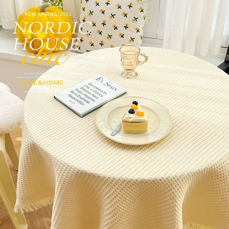 White Ins Style round Table Tablecloth Fancy Accessible Luxury Cotton Linen Fabric Birthday Arrangement Atmosphere Photo Props Beige waffle 90*90cm
White Ins Style round Table Tablecloth Fancy Accessible Luxury Cotton Linen Fabric Birthday Arrangement Atmosphere Photo Props Beige waffle 90*90cm