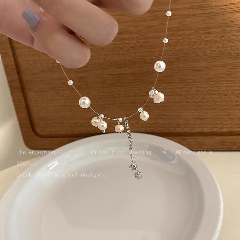 Unique Design Simulated Pearl Tassel Necklace For Women Korean Light Luxury Pearl Clavicle Chain Choker Zircon
Unique Design Simulated Pearl Tassel Necklace For Women Korean Light Luxury Pearl Clavicle Chain Choker Zircon