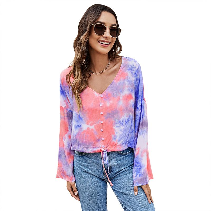 Женская повседневная футболка с длинными рукавами и однобортным узором в стиле тай-дай XL
Женская повседневная футболка с длинными рукавами и однобортным узором в стиле тай-дай XL