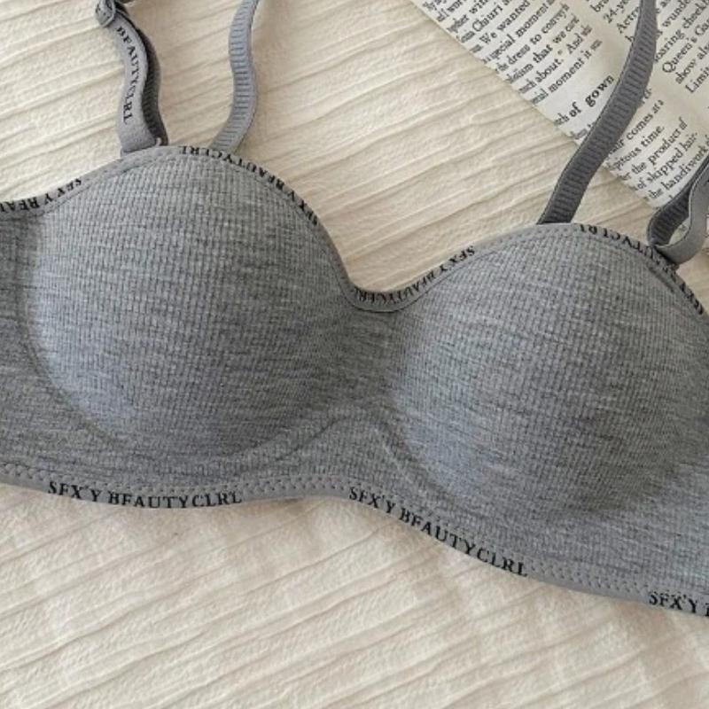 Gray Ribbed Bralette with Letter Print Wireless Bra for Women S сірий
Gray Ribbed Bralette with Letter Print Wireless Bra for Women S сірий