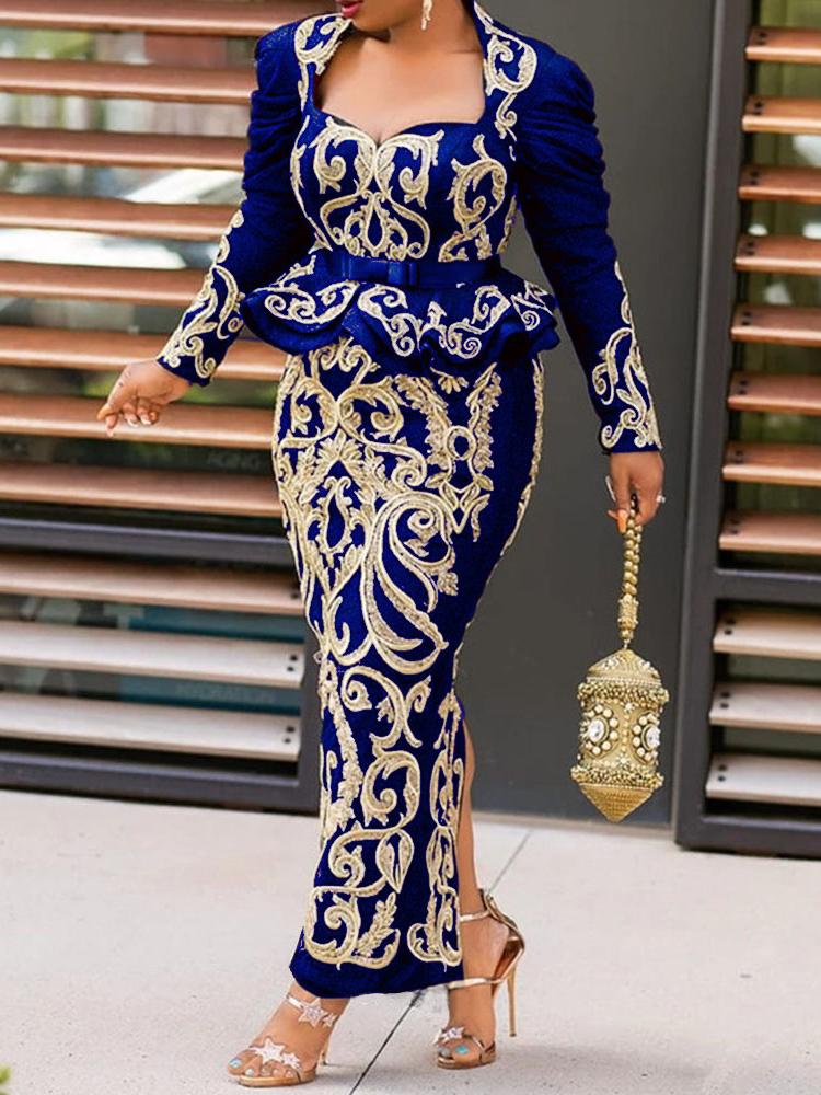 AOMEI Платье-футляр для женщин Квадратный воротник с принтом Рюши с длинным рукавом до щиколоток Роскошные элегантные вечерние коктейльные платья больших размеров 
AOMEI Платье-футляр для женщин Квадратный воротник с принтом Рюши с длинным рукавом до щиколоток Роскошные элегантные вечерние коктейльные платья больших размеров