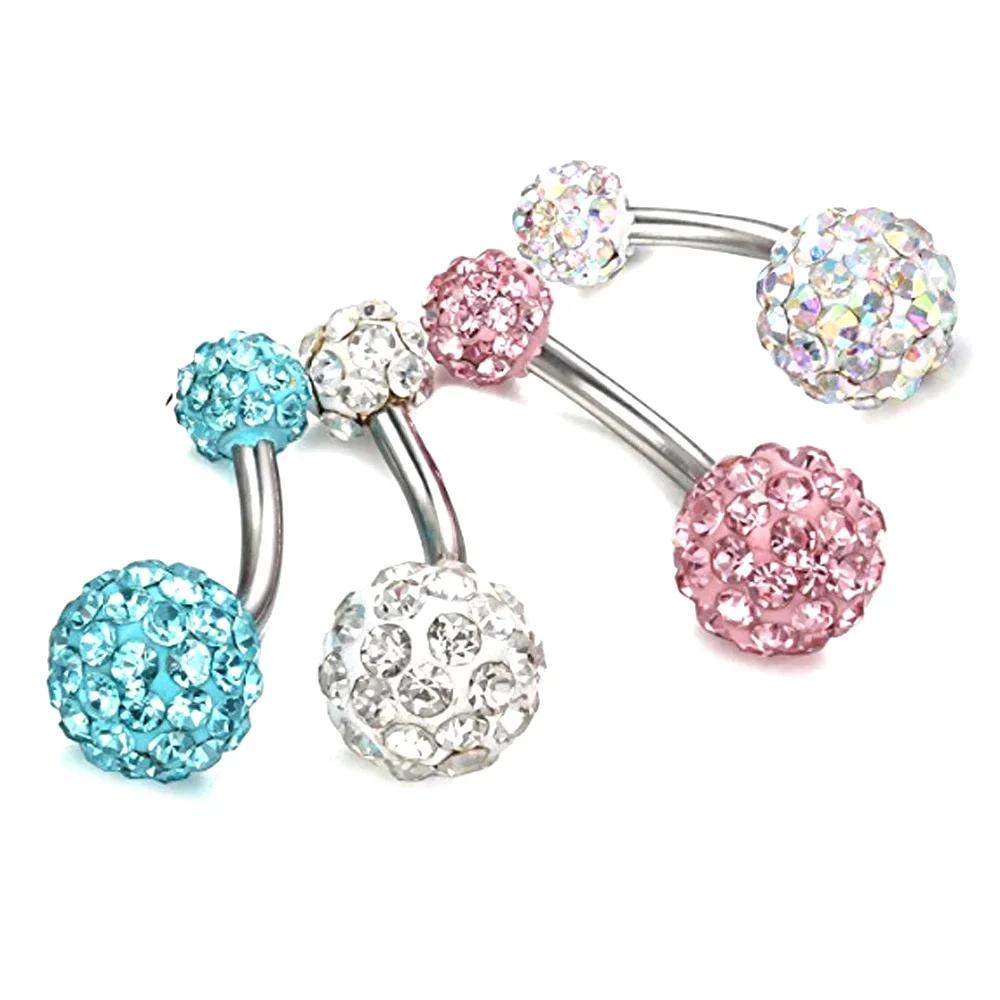 1/4PC 316l Surgical Steel Assorted Colors Navel Ring Double Epoxy Crystal Balls Belly Button Ring Navel Piercing Body Jewelry
1/4PC 316l Surgical Steel Assorted Colors Navel Ring Double Epoxy Crystal Balls Belly Button Ring Navel Piercing Body Jewelry
