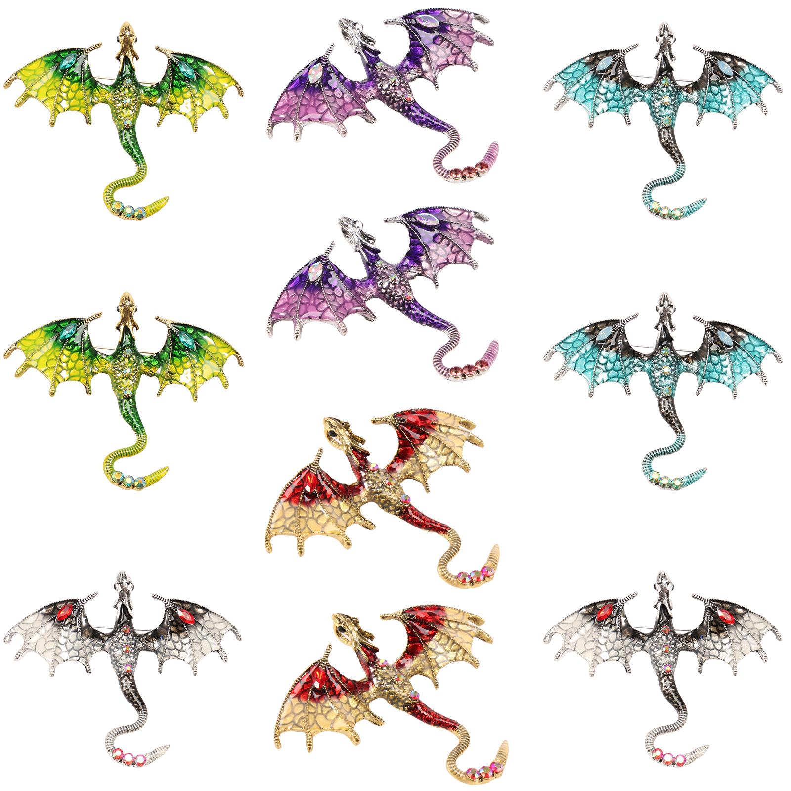 10Pcs Fashion Alloy Enamel Flying Dragon Shaped Brooch Pin Vintage Spread Wing Dragon Style Pendant Set for Necklace and Jewelry
10Pcs Fashion Alloy Enamel Flying Dragon Shaped Brooch Pin Vintage Spread Wing Dragon Style Pendant Set for Necklace and Jewelry