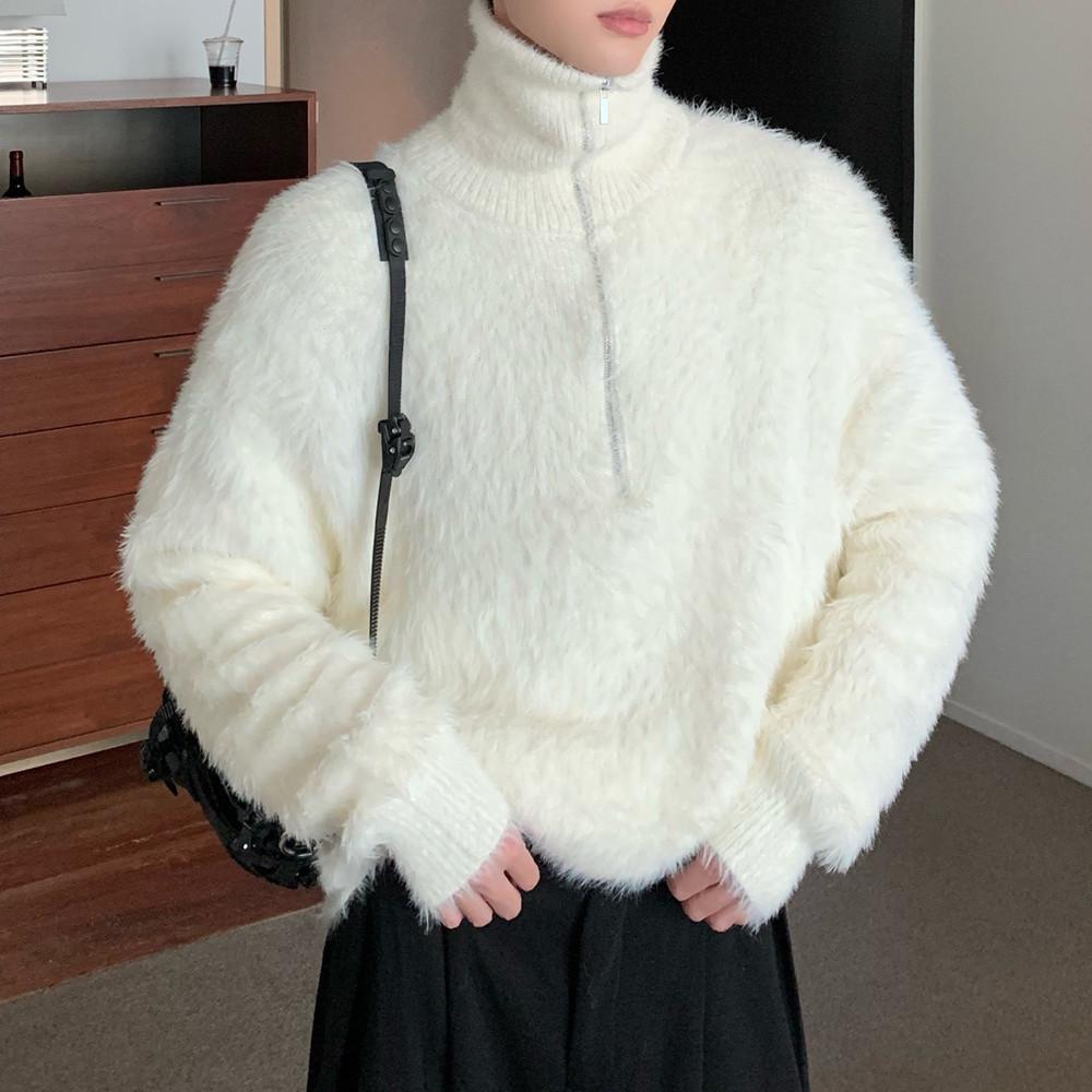 Unisex Korean Faux Mink High-Neck Sweater - Loose Fit, Solid Color, Autumn/Winter Knitwear Trend XL 
Unisex Korean Faux Mink High-Neck Sweater - Loose Fit, Solid Color, Autumn/Winter Knitwear Trend XL