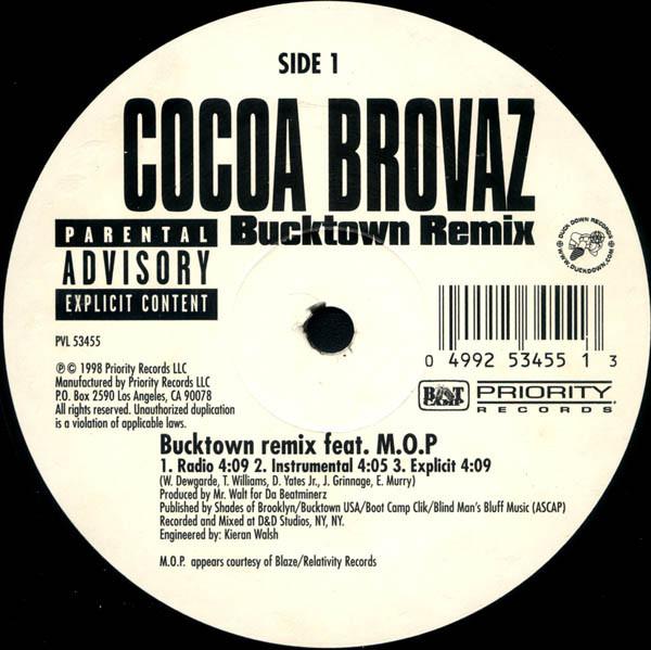12inch Record COCOA BROVAZ - Bucktown (Remix) PVL53455 Priority Record 1998 US Rap & Hip-Hop/R&B Used
12inch Record COCOA BROVAZ - Bucktown (Remix) PVL53455 Priority Record 1998 US Rap & Hip-Hop/R&B Used