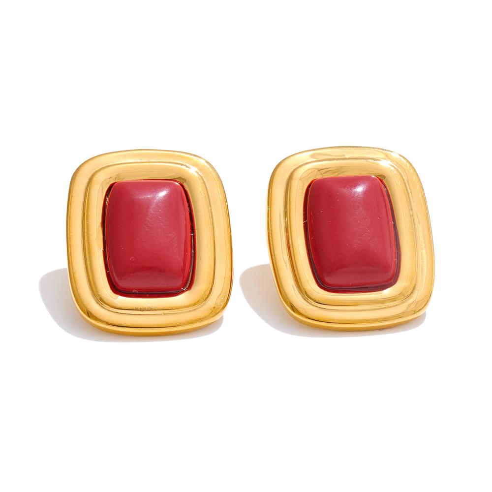 Yhpup Natural Stone Red White Black Rectangle Fashion Stud Earrings Trending Versatile Golden Charm France Jewelry for Women
Yhpup Natural Stone Red White Black Rectangle Fashion Stud Earrings Trending Versatile Golden Charm France Jewelry for Women
