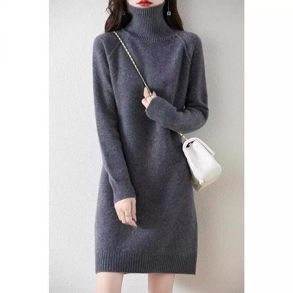 Women s Mid-Length Knitted Wool Dress - Lazy Style, Thickened, High Turtleneck, Loose Fit, Drop Shoulder Sleeves. S for 80-95 jin
Women s Mid-Length Knitted Wool Dress - Lazy Style, Thickened, High Turtleneck, Loose Fit, Drop Shoulder Sleeves. S for 80-95 jin