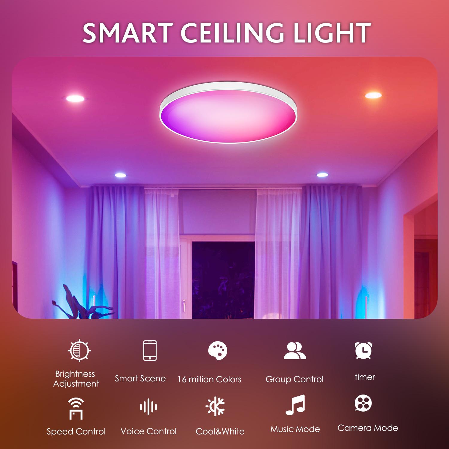 LED Ceiling Light Adjustable 48W US Plug Smart Night Light Lamp for Living Bed Dining Room House US Plug
LED Ceiling Light Adjustable 48W US Plug Smart Night Light Lamp for Living Bed Dining Room House US Plug