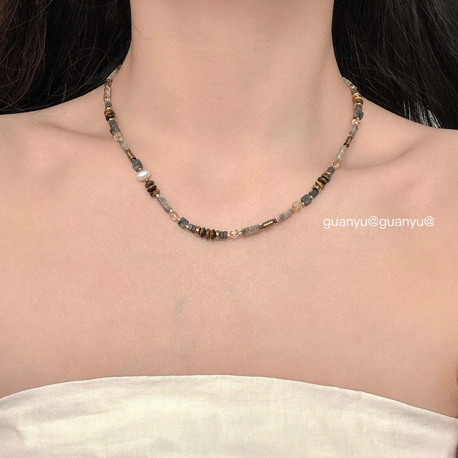 Высококлассное ожерелье из бусин из камня тигровый глаз и жемчуга - Женский модный роскошный чокер с универсальным стилем
Высококлассное ожерелье из бусин из камня тигровый глаз и жемчуга - Женский модный роскошный чокер с универсальным стилем