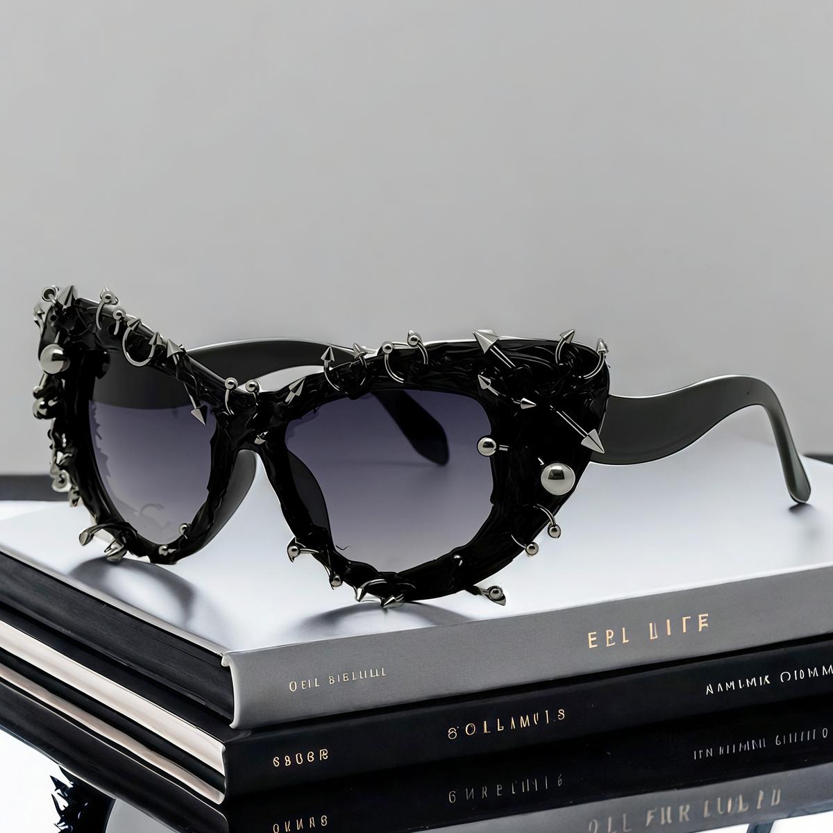 Large Cat Eye Sunglasses for Women with Metal Spikes Rivet Trendy Punk Gothic Style Dark Unique Shade for Exaggerated Party
Large Cat Eye Sunglasses for Women with Metal Spikes Rivet Trendy Punk Gothic Style Dark Unique Shade for Exaggerated Party