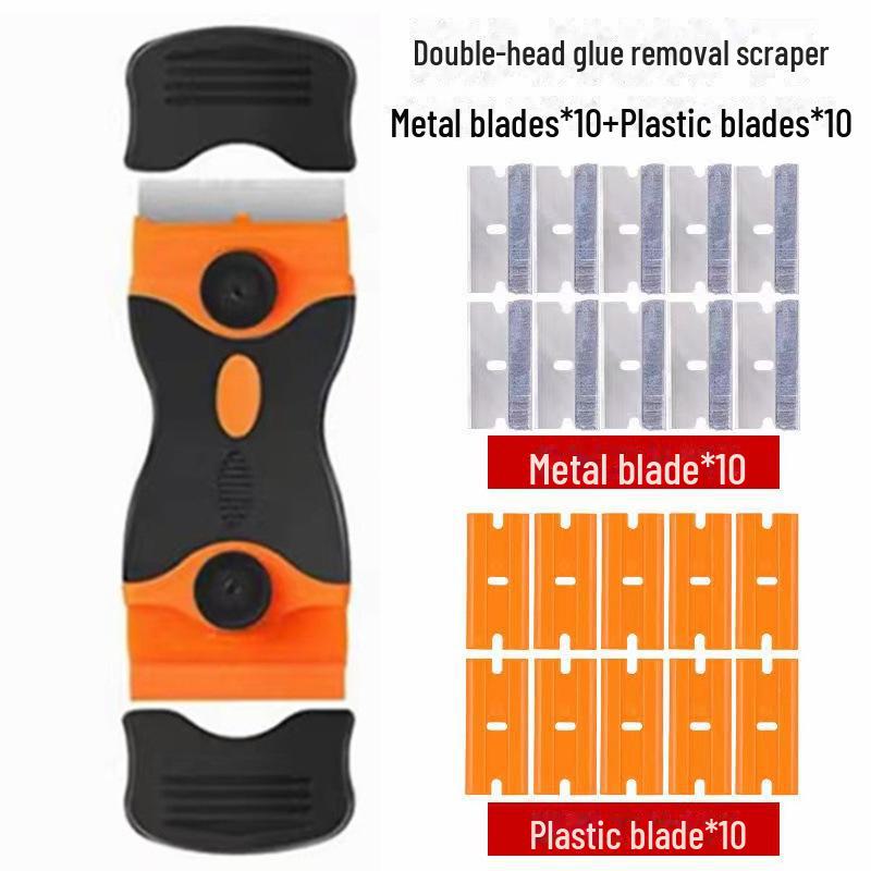 Скребок с двумя головками и пластиковой ручкой, скребок для удаления клея со стекла, в комплект входит 20 лезвий и инструмент для снятия пленки.
Скребок с двумя головками и пластиковой ручкой, скребок для удаления клея со стекла, в комплект входит 20 лезвий и инструмент для снятия пленки.
