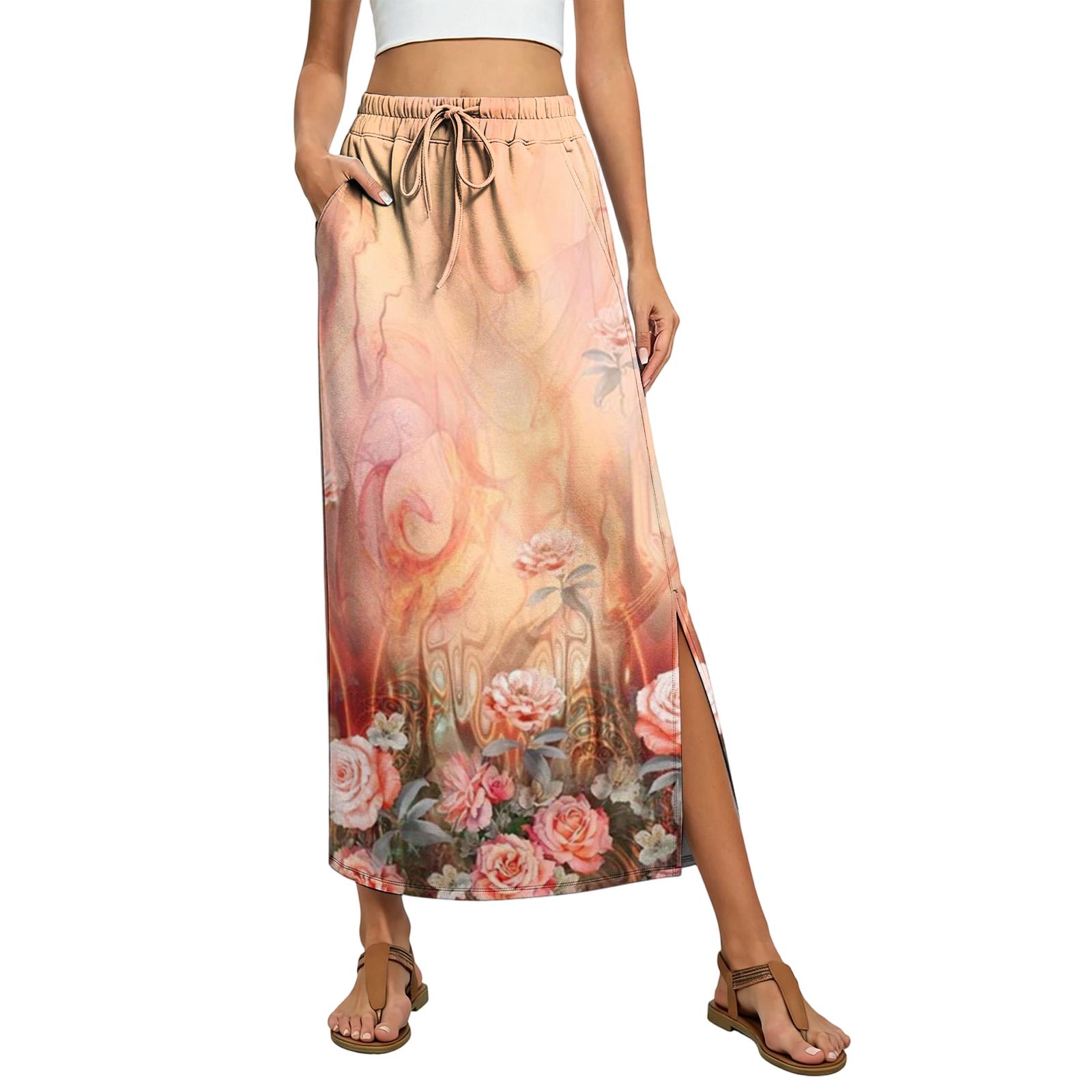 Ladies floral elastic waist drawstring pocket skirt XL шафрановий
Ladies floral elastic waist drawstring pocket skirt XL шафрановий
