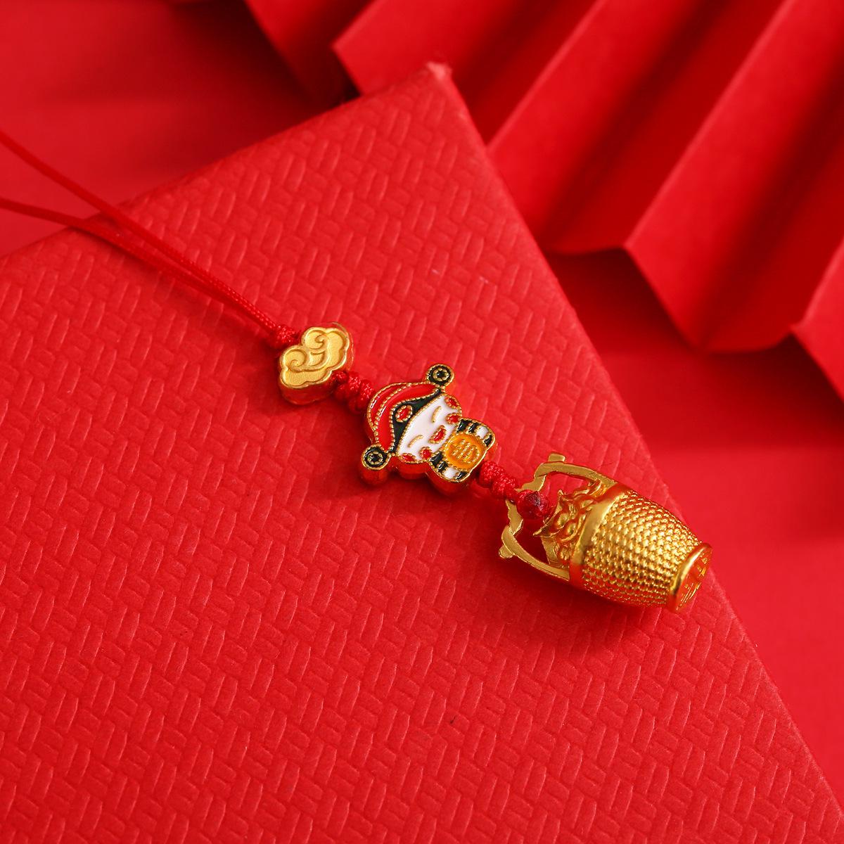 Подвеска из сплава золотого тона в китайском стиле с цепочкой для мобильного телефона и брелоком для ключей от машины