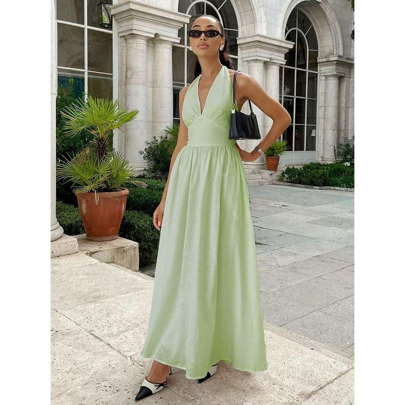 Fashion Style Fashion Sexy Halter Waist Beach Dress V-neck Swing Dress Sexy Backless Dress Green M
Fashion Style Fashion Sexy Halter Waist Beach Dress V-neck Swing Dress Sexy Backless Dress Green M