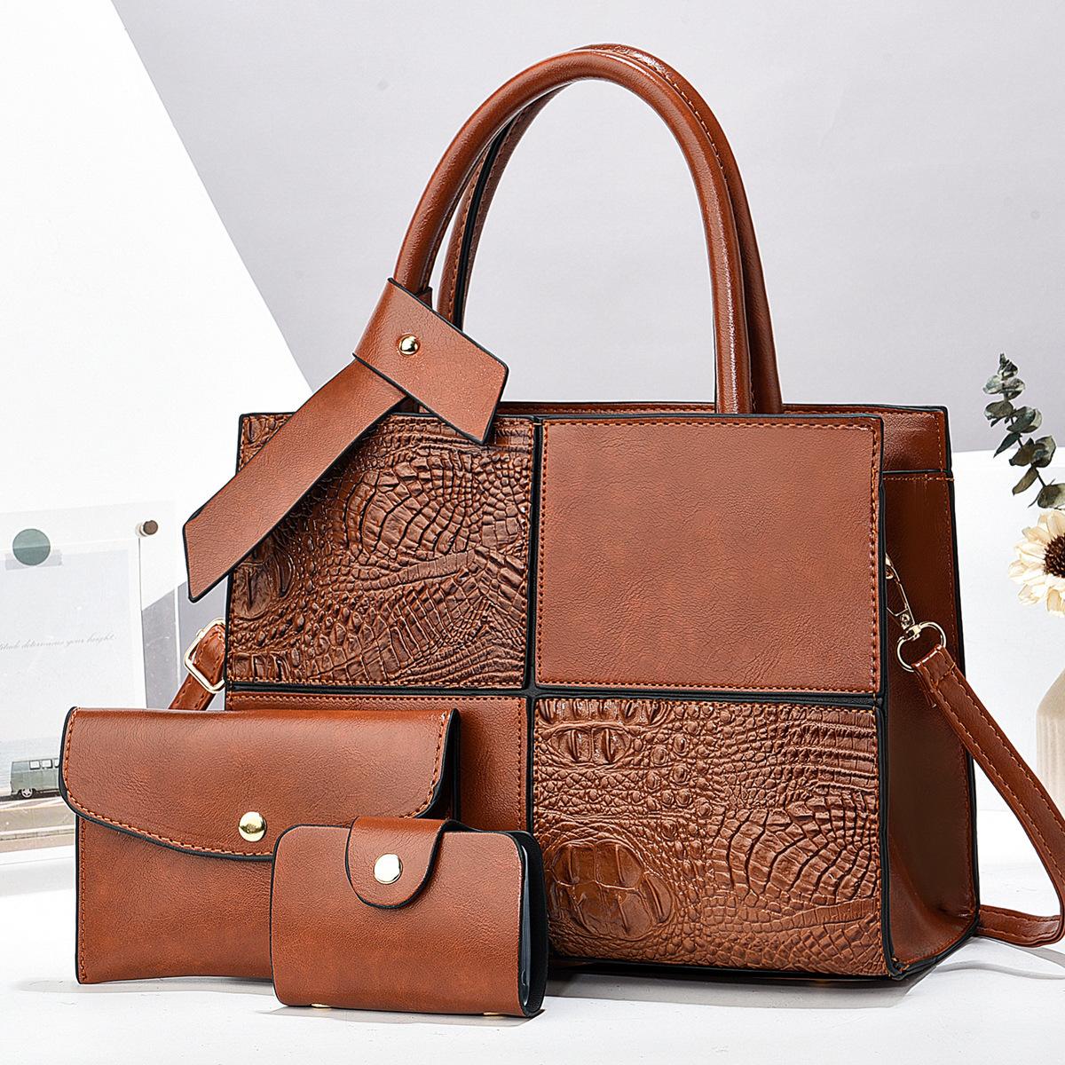 Сумка из 3 предметов с крокодиловым узором, новый лоскутный крокодиловый узор, вместительная легкая сумка через плечо, кошелек для карт и монет
Сумка из 3 предметов с крокодиловым узором, новый лоскутный крокодиловый узор, вместительная легкая сумка через плечо, кошелек для карт и монет