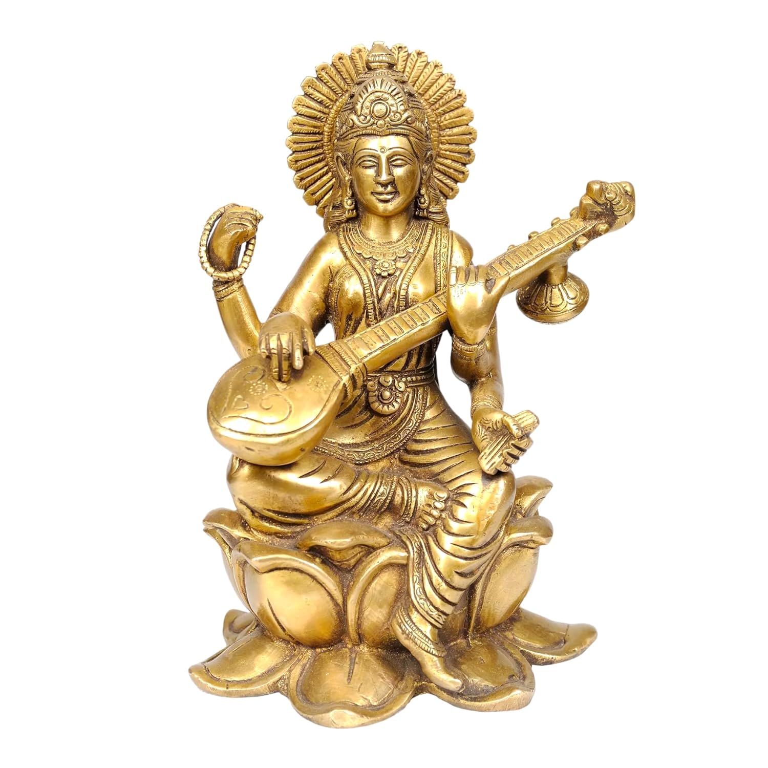 Astadhatu Brass Shree Maa Saraswati Idol, Goddess Idol, Religious, Gold - 3 Inch
Astadhatu Brass Shree Maa Saraswati Idol, Goddess Idol, Religious, Gold - 3 Inch
