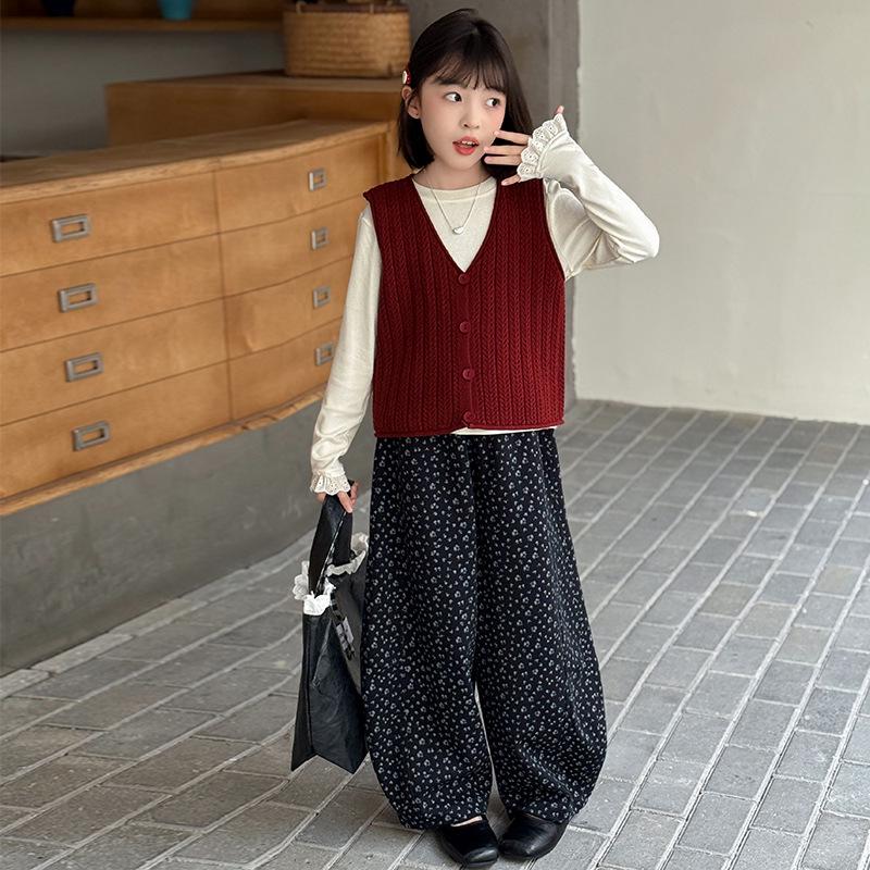 Girls Autumn 2025 Fashionable Korean Style Three-Piece Set: Knitted Vest with Floral Pants for Older Kids 150 cm
Girls Autumn 2025 Fashionable Korean Style Three-Piece Set: Knitted Vest with Floral Pants for Older Kids 150 cm