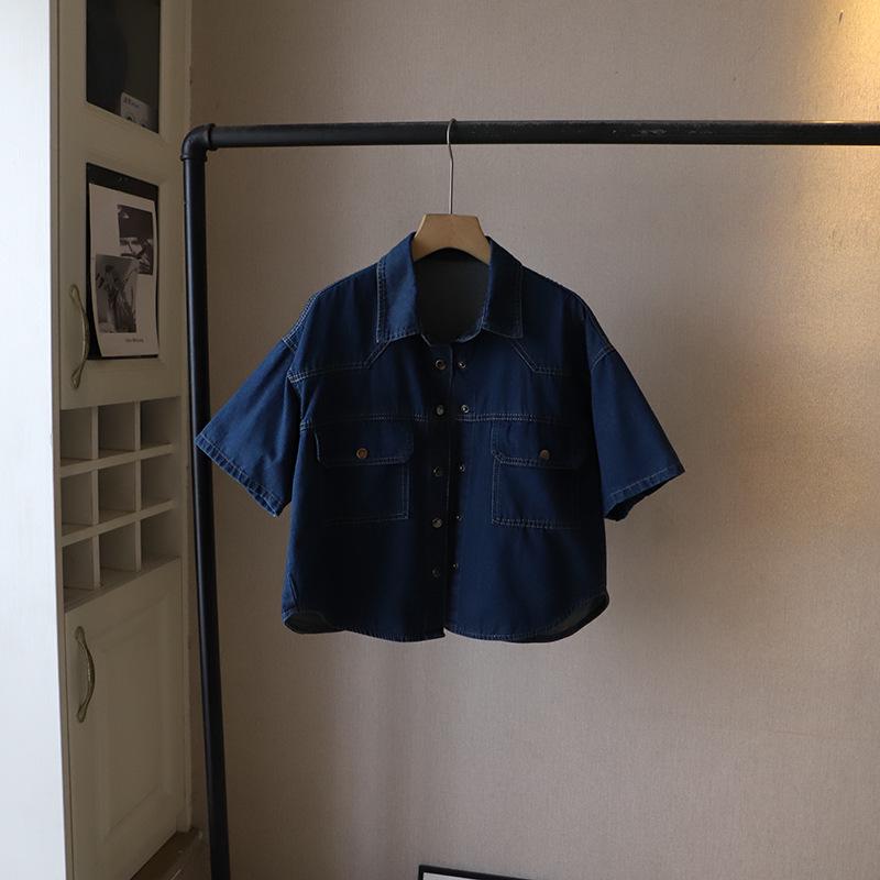 2025 Summer Korean Lapel Short Sleeve Denim Jacket for Women - Loose, Versatile, Casual Shirt One Size
2025 Summer Korean Lapel Short Sleeve Denim Jacket for Women - Loose, Versatile, Casual Shirt One Size