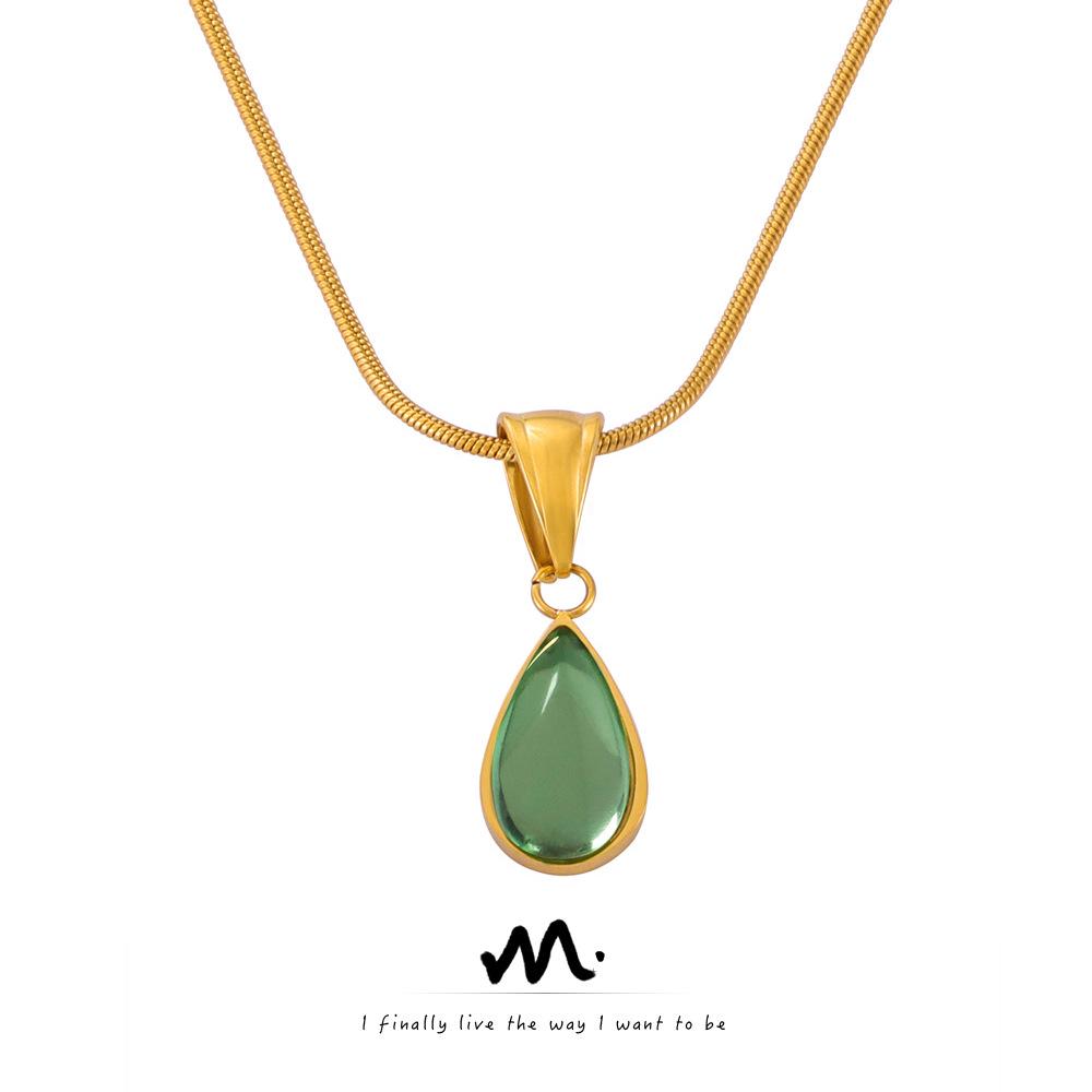 French Retro Olive Green & Blue Water Drop Pendant Necklace for Women, Unique Non-Fading Design, Elegant Jewelry
French Retro Olive Green & Blue Water Drop Pendant Necklace for Women, Unique Non-Fading Design, Elegant Jewelry