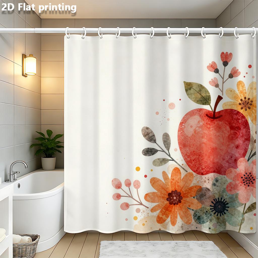 Watercolor Apple Floral Shower Curtain 1Pc Polyester 2D Flat Print 70.8X70.8 Red Apple & Blooms On Cream Background W60H190(CM)-1 Pcs
Watercolor Apple Floral Shower Curtain 1Pc Polyester 2D Flat Print 70.8X70.8 Red Apple & Blooms On Cream Background W60H190(CM)-1 Pcs
