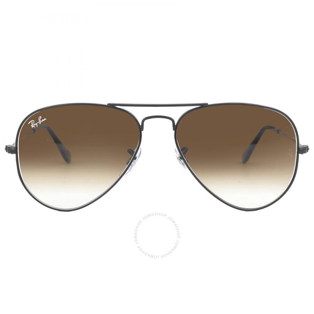 Коричневые солнцезащитные очки унисекс Ray Ban Aviator с градиентом RB3025 002 51 55