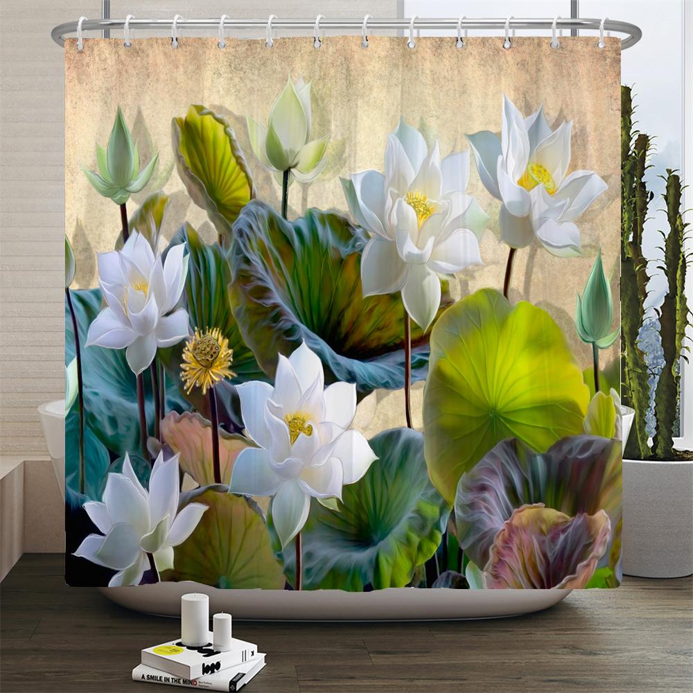Lotus Flower Print Shower Curtain Chinese Style Waterproof Bathroom Curtains Home Decoration Non-Slip Rugs Bath Mat Set W60H190(CM)-1 Pcs
Lotus Flower Print Shower Curtain Chinese Style Waterproof Bathroom Curtains Home Decoration Non-Slip Rugs Bath Mat Set W60H190(CM)-1 Pcs