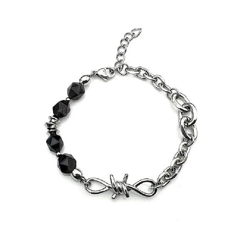 Silver Obsidian Minimalist Chain Bracelet For Unisex Street Style Handmade Geometric Design
Silver Obsidian Minimalist Chain Bracelet For Unisex Street Style Handmade Geometric Design