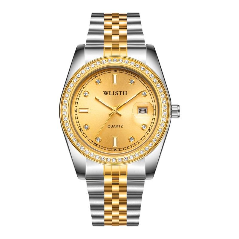 Часы кварцевые мужские и женские водонепроницаемые светящиеся с календарем и бриллиантами
Часы кварцевые мужские и женские водонепроницаемые светящиеся с календарем и бриллиантами