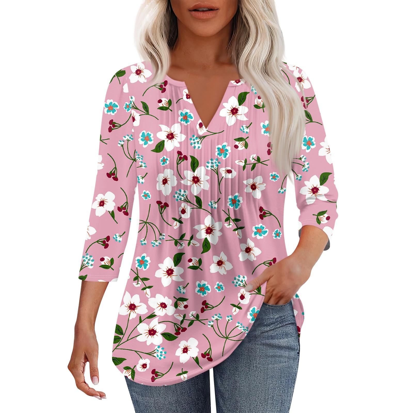 Жіноча модна повсякденна плісирована однотонна футболка з V-подібним вирізом і рукавами сім чвертей L рожевий
Жіноча модна повсякденна плісирована однотонна футболка з V-подібним вирізом і рукавами сім чвертей L рожевий