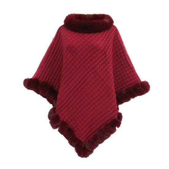 Women Triangle Shawl Wrap Solid Color Plaid Pattern Faux Fur Trim вино красного
Women Triangle Shawl Wrap Solid Color Plaid Pattern Faux Fur Trim вино красного
