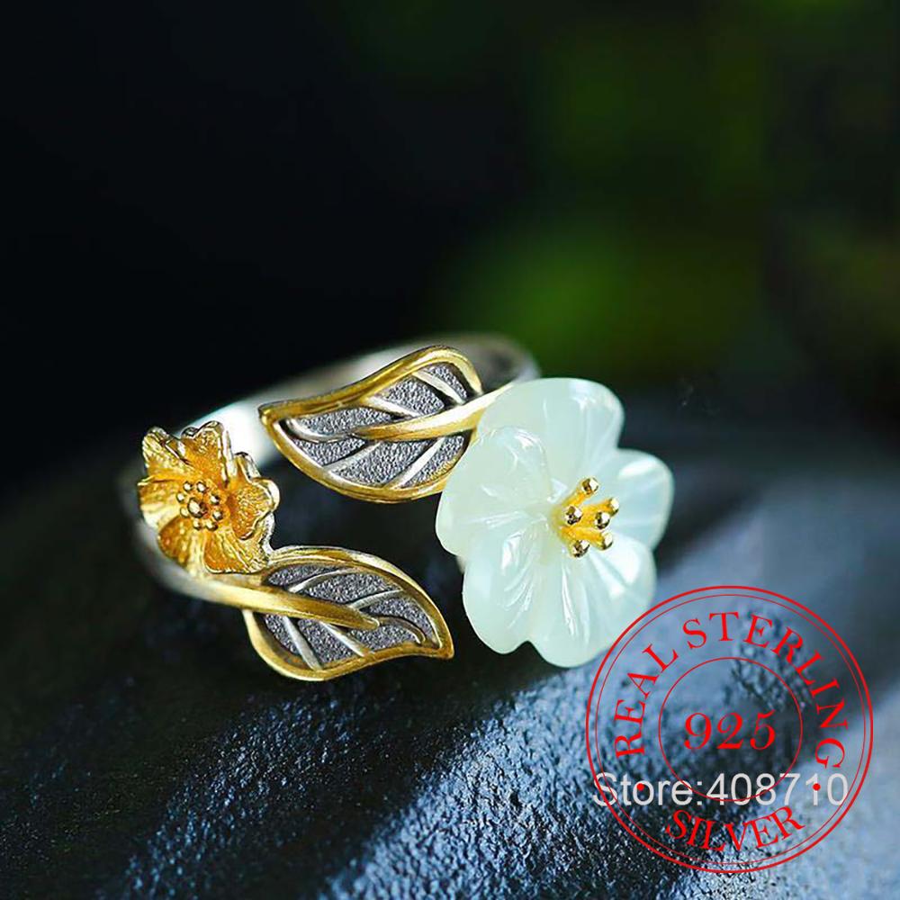 925 Sterling Silver Jewelry White Jade Plum Blossom Flower Finger Rings for Women Wedding Party Jewelry for Girls Friend Gift resizable
925 Sterling Silver Jewelry White Jade Plum Blossom Flower Finger Rings for Women Wedding Party Jewelry for Girls Friend Gift resizable