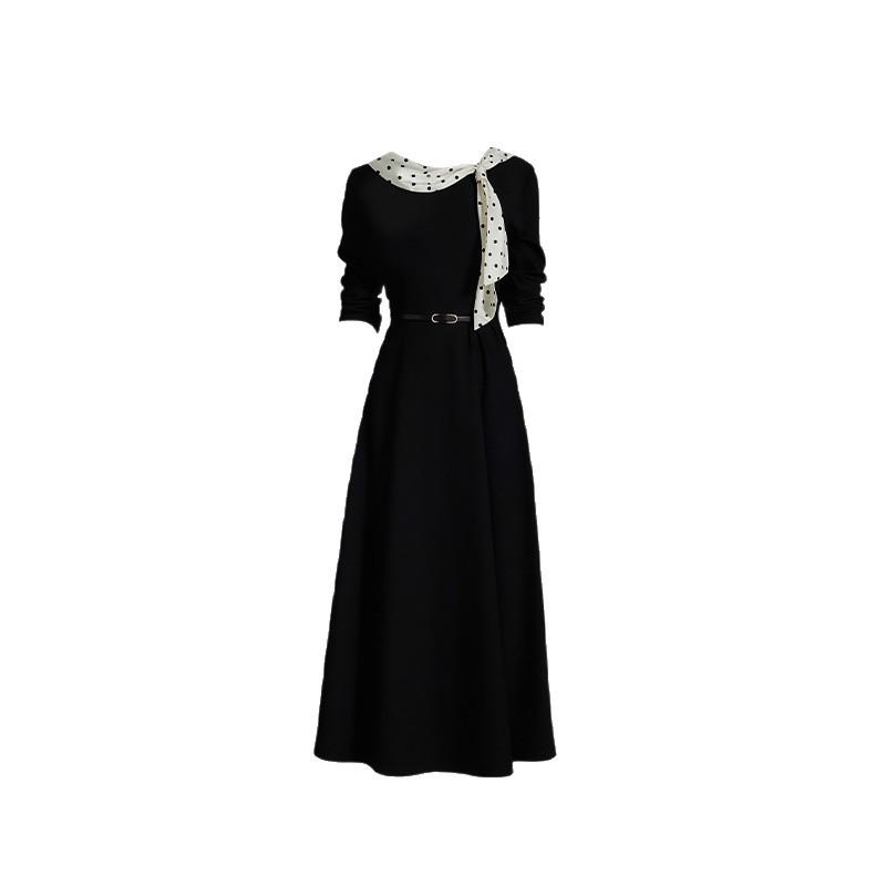Korean Sweet Polka Dot Black A-Line Dress with Flowy Collar, Long Sleeves, and Waist-Cinched Slimming Fit for Women - Perfect for Autumn. S чорний
Korean Sweet Polka Dot Black A-Line Dress with Flowy Collar, Long Sleeves, and Waist-Cinched Slimming Fit for Women - Perfect for Autumn. S чорний