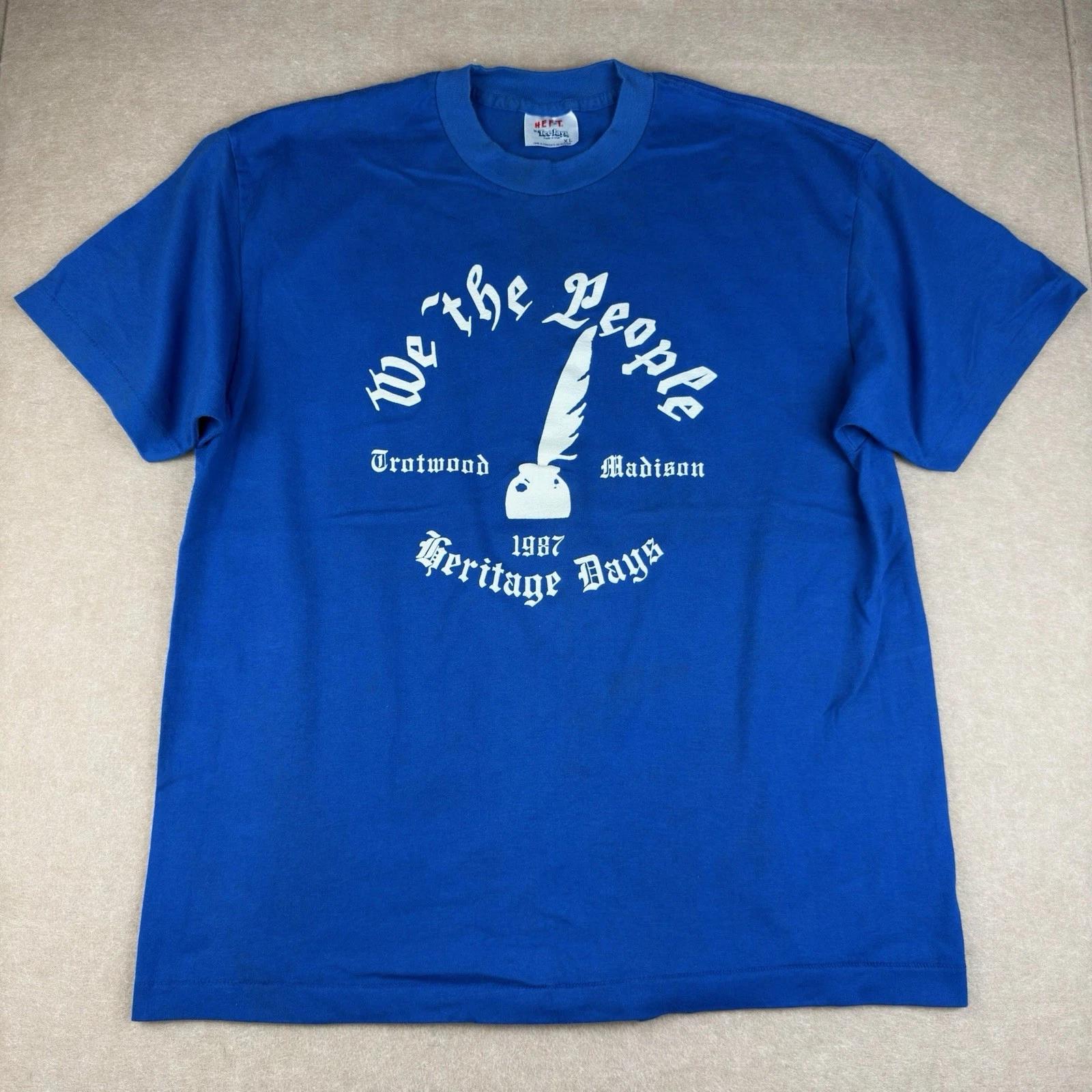Vintage 1987 Heritage We The People Shirt XL Blue Single Stitch Statement Tee US 4XL
Vintage 1987 Heritage We The People Shirt XL Blue Single Stitch Statement Tee US 4XL