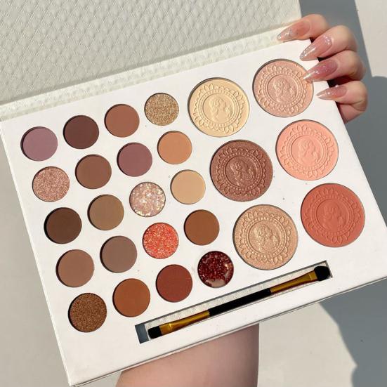Текстуры с высоким содержанием пигмента и кистью Cheek-Color 26 цветов для макияжа глаз долговечная блестящая перламутровая палитра теней для век
Текстуры с высоким содержанием пигмента и кистью Cheek-Color 26 цветов для макияжа глаз долговечная блестящая перламутровая палитра теней для век