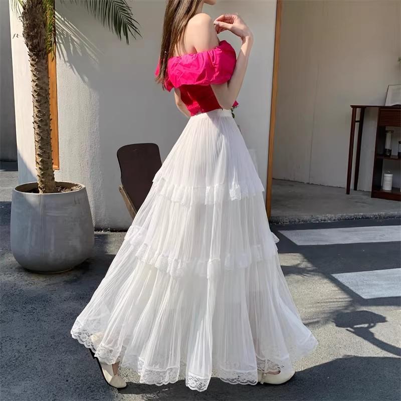 Retro Sweet White Long Skirt Women Casual Loose High Waist Elegant Skirt Vintage Lace Patchwork Korean Summer Long Skirts One Size білий
Retro Sweet White Long Skirt Women Casual Loose High Waist Elegant Skirt Vintage Lace Patchwork Korean Summer Long Skirts One Size білий