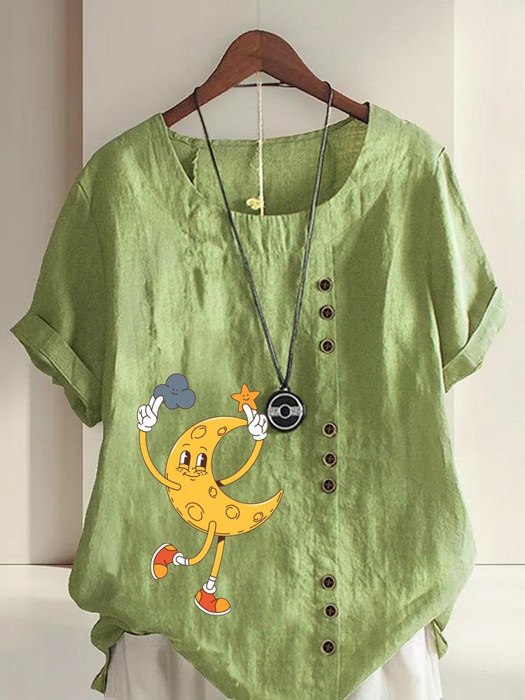 Women s Fashion Crescent Star Print Shot Sleeve T-shirt Loose Cotton Shirt Casual Loose Summer Plus Size Blouse Tops 5XL зелений
Women s Fashion Crescent Star Print Shot Sleeve T-shirt Loose Cotton Shirt Casual Loose Summer Plus Size Blouse Tops 5XL зелений