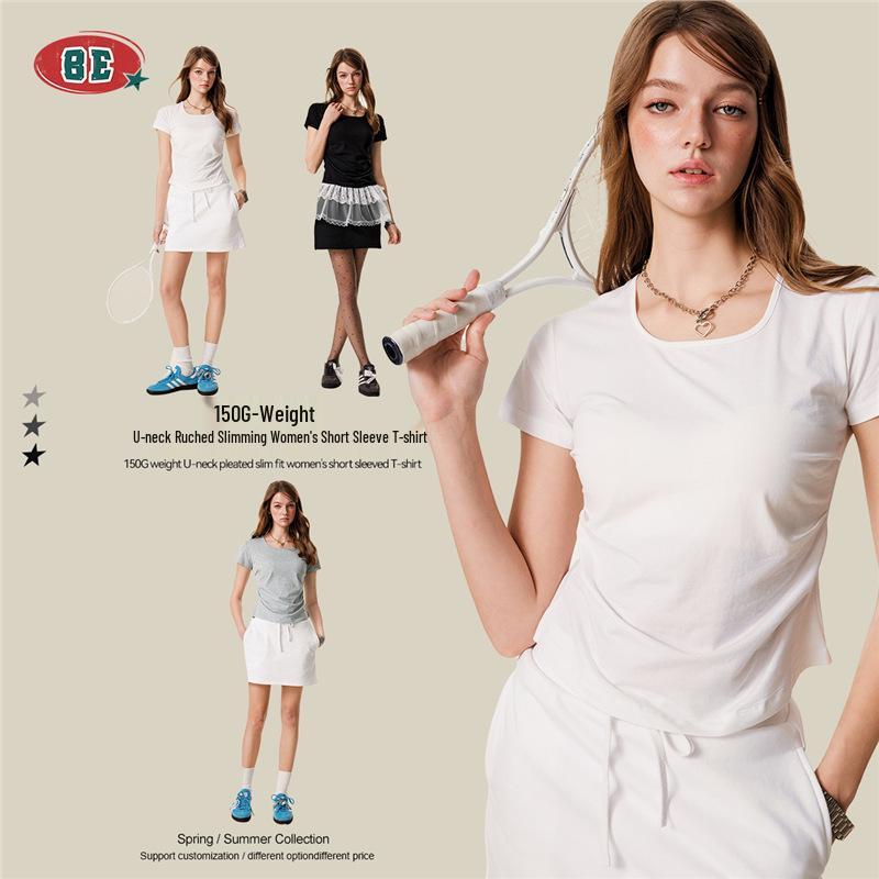 BE Women s Solid Color U-Neck Slimming Waist T-Shirt - Summer 2025 European & American Style Square Neck Short Sleeve Top Small
BE Women s Solid Color U-Neck Slimming Waist T-Shirt - Summer 2025 European & American Style Square Neck Short Sleeve Top Small