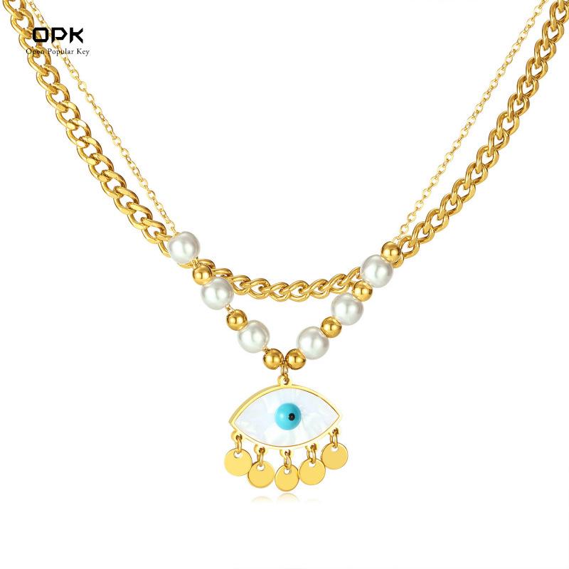 European & American Style Evil Eye Double-Layer Pearl Necklace - Women s Stainless Steel Choker Design
European & American Style Evil Eye Double-Layer Pearl Necklace - Women s Stainless Steel Choker Design