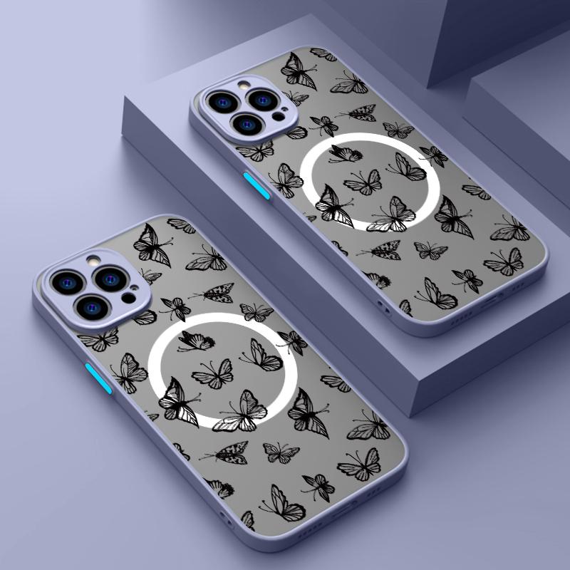 Модный чехол с принтом бабочки и беспроводной зарядкой Magsafe Slim для iPhone 15 14 Pro Max 13 12 11 Pro 8 7, матовый магнитный мягкий противоударный чехол для телефона iPhone 15 чёрный
Модный чехол с принтом бабочки и беспроводной зарядкой Magsafe Slim для iPhone 15 14 Pro Max 13 12 11 Pro 8 7, матовый магнитный мягкий противоударный чехол для телефона iPhone 15 чёрный