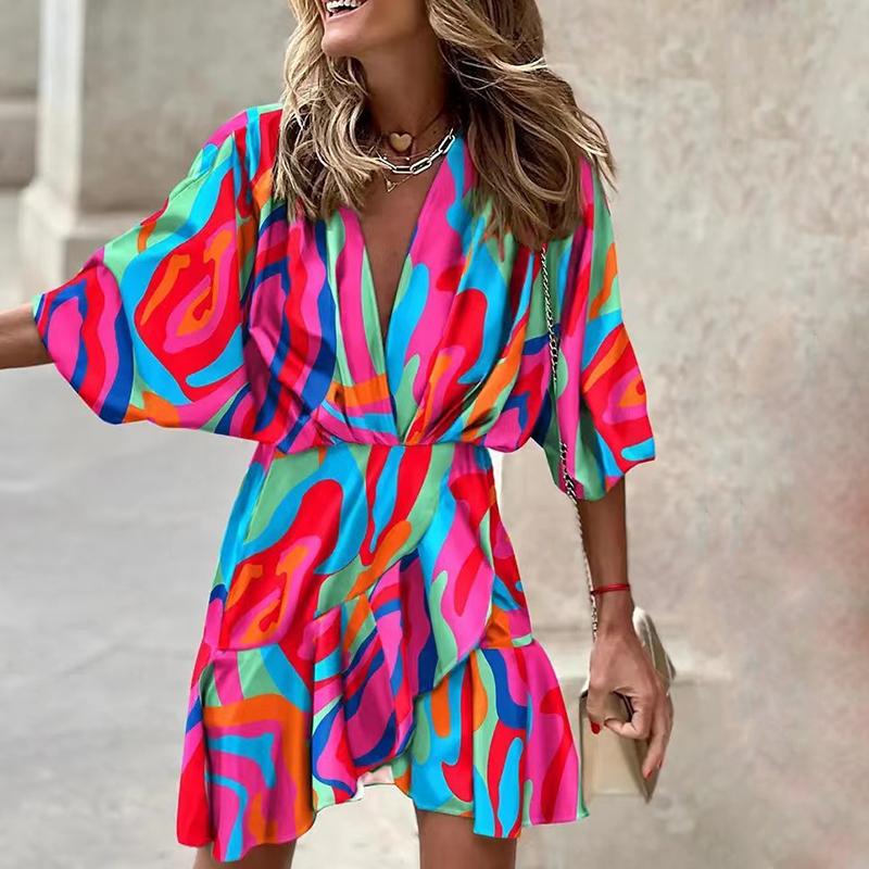 Женское летнее повседневное цельное платье с глубоким V-образным вырезом и принтом до половины рукава XL
Женское летнее повседневное цельное платье с глубоким V-образным вырезом и принтом до половины рукава XL