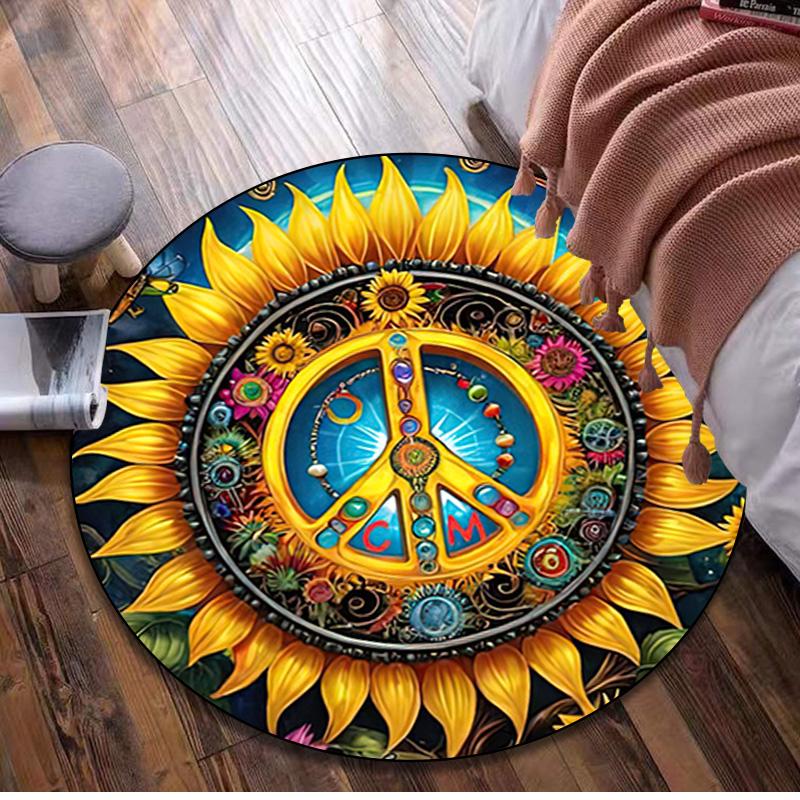 Sunflower Peace Sign Circular Rug Office Decorative Carpet For Living Room Bedroom Door Mat Floor Carpet Computer Chair Area Rug 80x80cm( 31x31in)
Sunflower Peace Sign Circular Rug Office Decorative Carpet For Living Room Bedroom Door Mat Floor Carpet Computer Chair Area Rug 80x80cm( 31x31in)