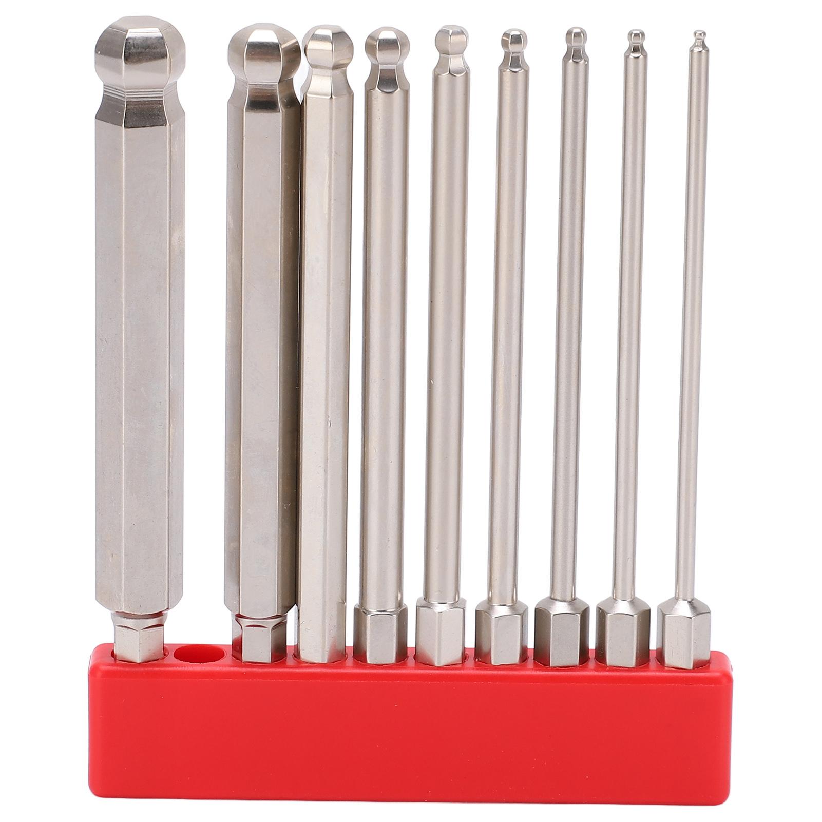 9pcs Hex Screwdriver Bit Set Rustproof S2 Steel Magnetic Ball Head Hex Bits 14 Inch Hex Shank100mm 100mm / 3.9in
9pcs Hex Screwdriver Bit Set Rustproof S2 Steel Magnetic Ball Head Hex Bits 14 Inch Hex Shank100mm 100mm / 3.9in