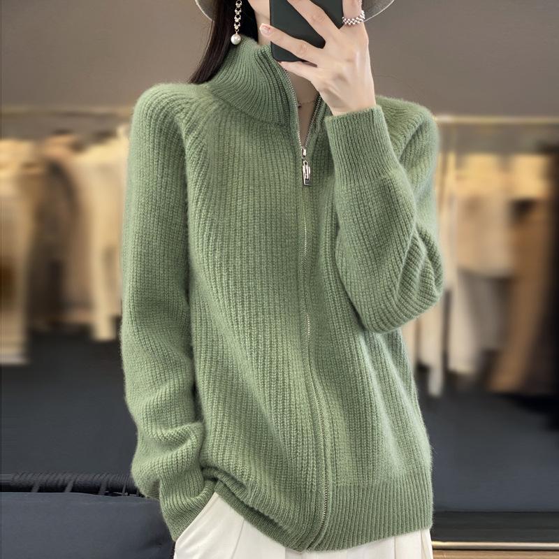 Wool Zipper Cardigan Padded Shoulder Stand Collar Women s Knitted Coat Lapel Sweater M
Wool Zipper Cardigan Padded Shoulder Stand Collar Women s Knitted Coat Lapel Sweater M