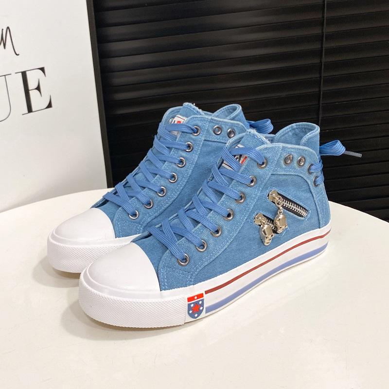 Women s Denim High Top Sneakers Skull Zipper Decor Canvas Shoes Casual Lace-Up Flats 43
Women s Denim High Top Sneakers Skull Zipper Decor Canvas Shoes Casual Lace-Up Flats 43