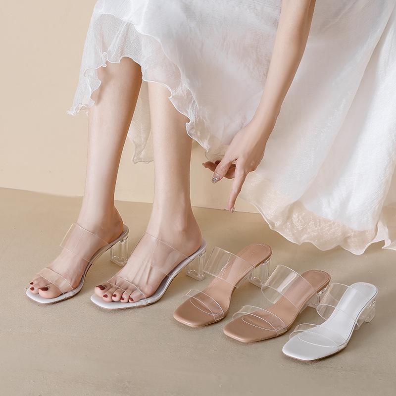 New leather sheepskin with transparent highheeled sandals women s thickheeled crystal and cool slippers 40
New leather sheepskin with transparent highheeled sandals women s thickheeled crystal and cool slippers 40